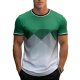 Men's Green and White Argyle Ombre Short-Sleeve Crew Neck T-Shirt with Contrast Trim